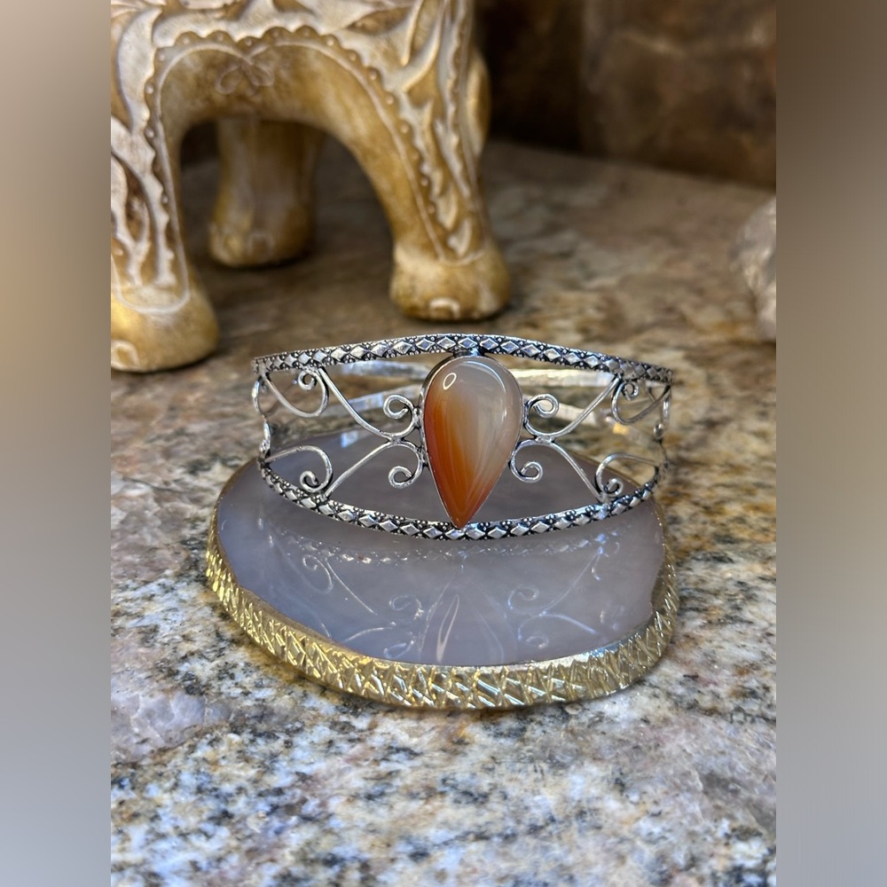 Hand Crafted Silver and Brown Bracelet